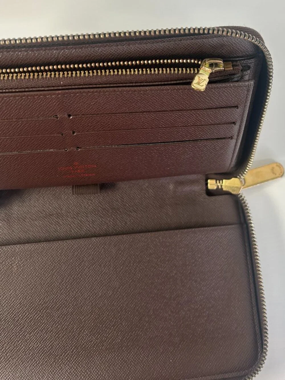 Authentic Louis Vuitton Damier Ebene Zip Around Organizer Wallet